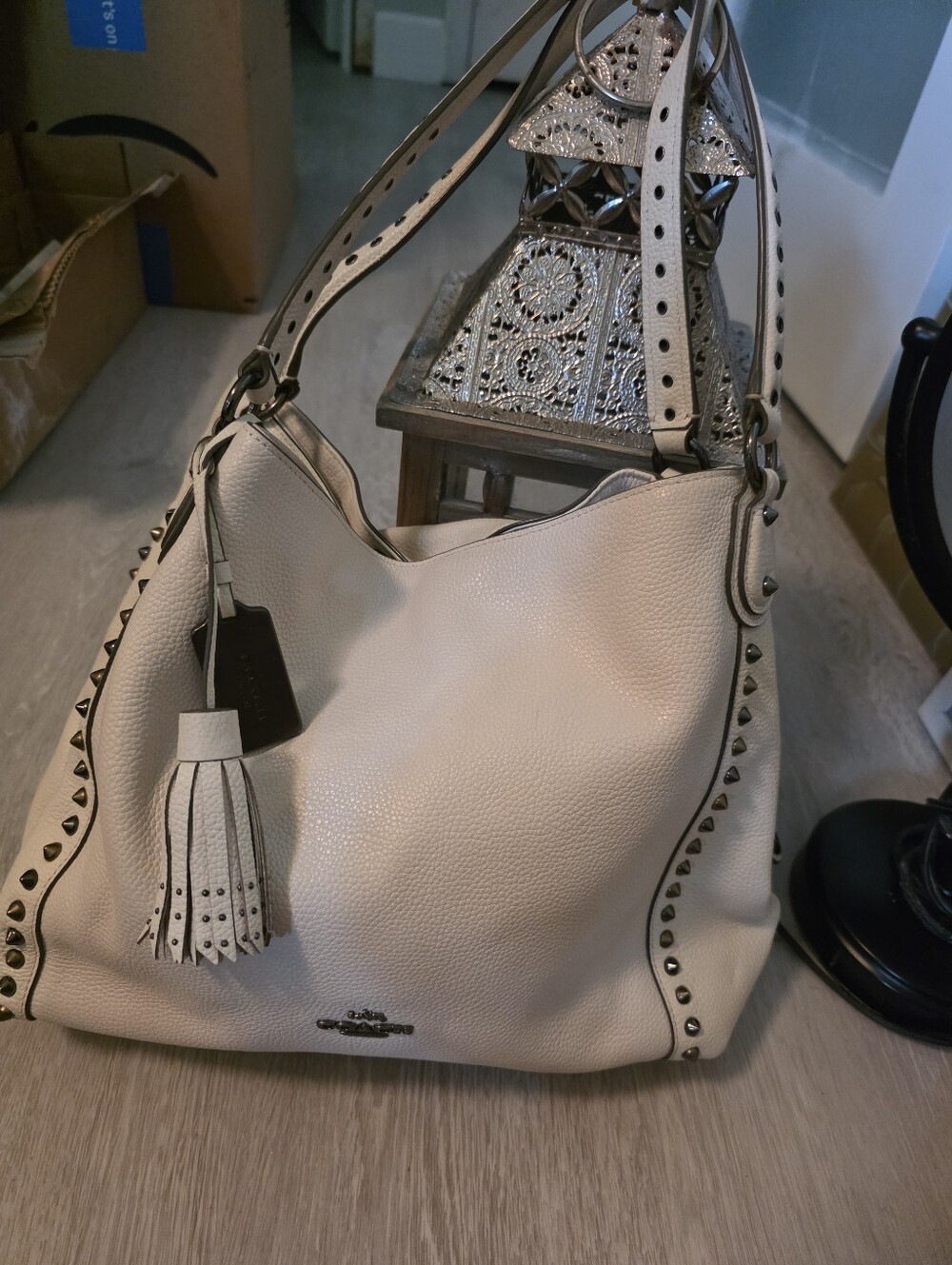 Coach  white leather studded shoulder bag LEXI * MINT* $399 LOWEST PRICE AROUND!